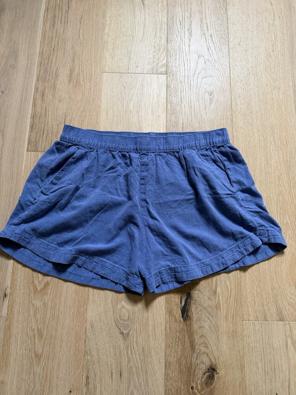 Patagonia Garden Island Shorts Womens XL Blue Woven Baggy Hemp Pockets Elastic